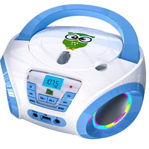 tinygeeks tunes kids boombox cd player for kids new 2022 + fm radio + batteries included + cute white radio cd player with speakers for kids and toddlers