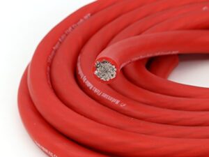 knukonceptz kolossus flex kable ofc 0 gauge power wire copper cable red (20 ft) 1/0 awg