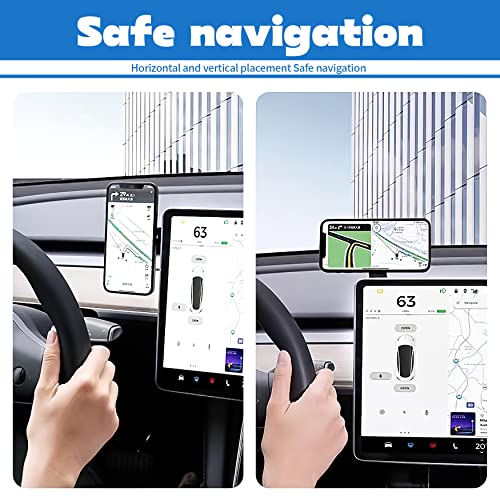 Faxiye Car Phone Holder for Tesla Model 3/Y/S/X , Adjustable Folding Strong Magnetic Car Phone Holder, Compatible with iPhone 12/13/14 Pro Max Mini and Official MagSafe Other Phones