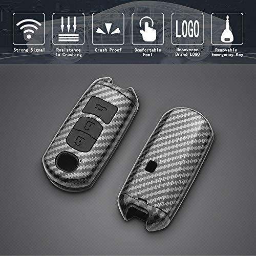 TANGSEN Smart Key Fob Case Compatible with FIAT124 SPIDER MAZDA 3 6 CX-5 CX-7 CX-9 MX-5 MIATA for SCION IA for TOYOTA YARIS IA 2 3 4 Button Keyless Entry Remote Cover Carbon Fiber Pattern