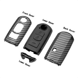 TANGSEN Smart Key Fob Case Compatible with FIAT124 SPIDER MAZDA 3 6 CX-5 CX-7 CX-9 MX-5 MIATA for SCION IA for TOYOTA YARIS IA 2 3 4 Button Keyless Entry Remote Cover Carbon Fiber Pattern