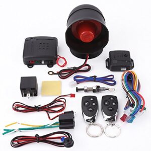 car alarm security system, universal anti-theft device car alarm security protection system car keyless entry system with 2 remote controls car horn siren alarm, dc12v ±3v