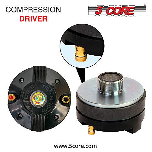 5 CORE 400 Watts Compression Driver - Screw-on Horn Speaker 40W RMS - 1.34" Voice Coil with Titanium Diaphragm - Bolt on Throat Style Tweeter with Super Strong Ferrite Magnet - 8 ohms Impedance CD90