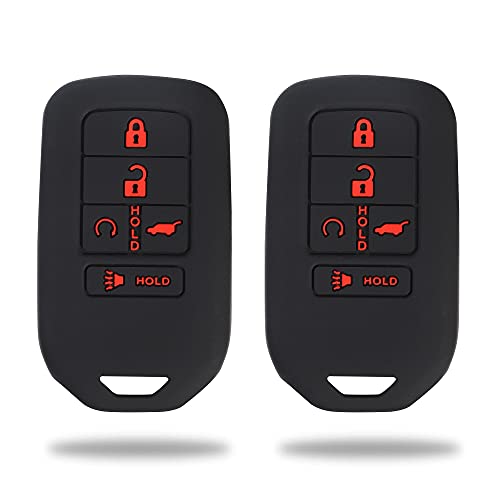 TOMALL 2Pcs Silicone Key Fob Cover for Honda Civic Accord Pilot CR-V Passport Insight EX EX-L Touring 2015-2021 5 Buttons Smart Key Protection Case Keyless Jacket Car Accessory(Black)