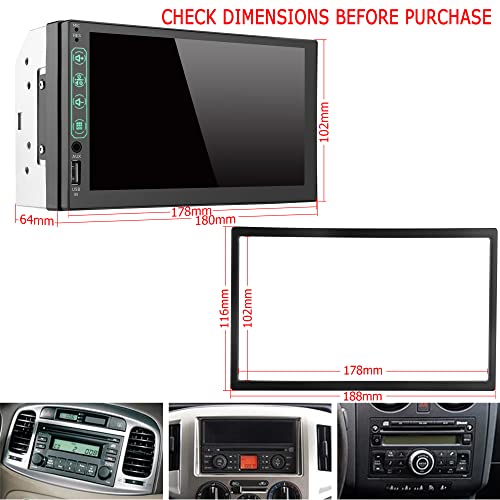 Double Din Car Stereo Compatible with Carplay and Android Auto ，7 Inch 1080P HD Touch Screen Radio，Mirror Link, Backup Camera, Steering Wheel, Bluetooth, FM,USB/AUX Port. (Wired Carplay)