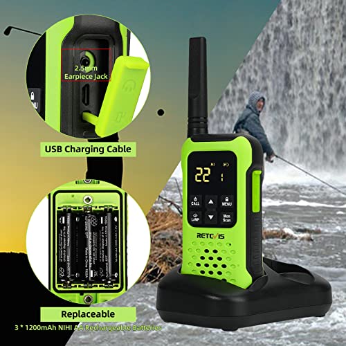 Retevis RT49P Floating Walkie Talkie, IP67 Portable Two-Way Radios, Waterproof Walkie Talkies Rechargeable, NOAA, Flashlight SOS Handheld Radios with Headset for Golf, Fishing, Hunting(4 Pack)