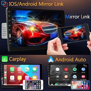 Single Din Car Stereo Apple Carplay Android Auto, Rimoody 1 Din 9 Inch Touchscreen Car Radio with Bluetooth FM AM Radio iOS/Android Mirror Link TF/USB/AUX Input Car Multimedia Player + Backup Camera