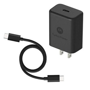 motorola turbopower 27 pd charger w/long 6.6ft usb-c to c cable for moto g7 plus/play/power,z4/z3/z2/z, pixel 3, razer phone 2, usb-c power delivery (retail box)