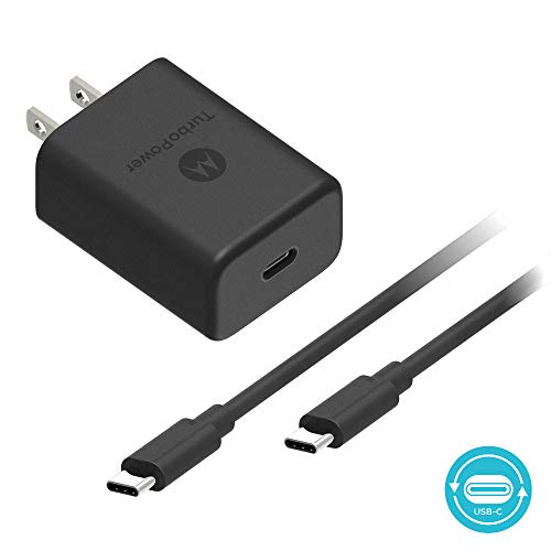 Motorola TurboPower 27 PD Charger w/Long 6.6ft USB-C to C Cable for Moto G7 Plus/Play/Power,Z4/Z3/Z2/Z, Pixel 3, Razer Phone 2, USB-C Power Delivery (Retail Box)