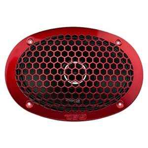 DS18 PRO-ZT69 6x9-Inch 2 Way Pro Audio Midrange Speakers with Built-in Bullet Tweeter 4-Ohms 550W Max 275W RMS Water Resistant - Red Metal Mesh Grill Included (1speaker)