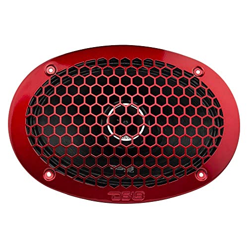 DS18 PRO-ZT69 6x9-Inch 2 Way Pro Audio Midrange Speakers with Built-in Bullet Tweeter 4-Ohms 550W Max 275W RMS Water Resistant - Red Metal Mesh Grill Included (1speaker)