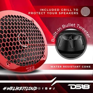 DS18 PRO-ZT69 6x9-Inch 2 Way Pro Audio Midrange Speakers with Built-in Bullet Tweeter 4-Ohms 550W Max 275W RMS Water Resistant - Red Metal Mesh Grill Included (1speaker)