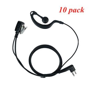 Klykon 2 Pin G Shape Earpiece Headset with Ptt Mic for Motorola cls1110 cp200 cls1410 cp185 cp200d rdm2070d walkie Talkie 2 Way Radio(10 Packs)