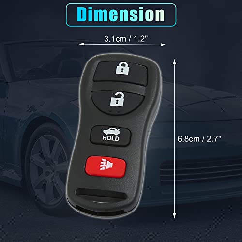 uxcell 2pcs Replacement 4 Button Keyless Entry Remote Control Key Fob for Nissan for Infiniti KBRASTU15 28268-C991A 28268-ZB700