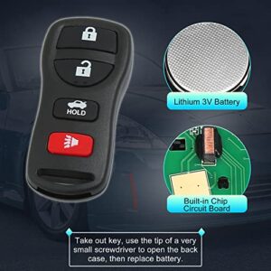 uxcell 2pcs Replacement 4 Button Keyless Entry Remote Control Key Fob for Nissan for Infiniti KBRASTU15 28268-C991A 28268-ZB700