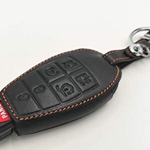 KAWIHEN Leather Key Fob Cover Replacement for Chrysler 300 T&C Dodge Challenger Charger Durango Grand Caravan Journey Ram 1500-4500 Magnum Grand Cherokee Commander M3N5WY783X 2701A-C01C IYZ-C01