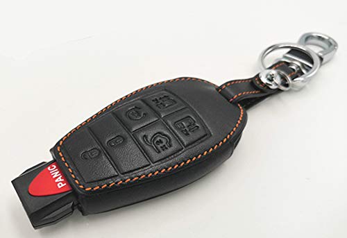 KAWIHEN Leather Key Fob Cover Replacement for Chrysler 300 T&C Dodge Challenger Charger Durango Grand Caravan Journey Ram 1500-4500 Magnum Grand Cherokee Commander M3N5WY783X 2701A-C01C IYZ-C01