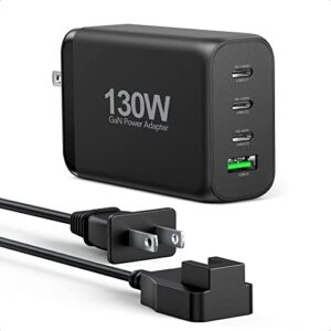【2023 new】 130w usb c wall charger station pd 100w type c 65w pps 45w gan super fast charging power adapter ac cable for macbook pro/air pixel thinkpad dell xps ipad pro iphone samsung galaxy note