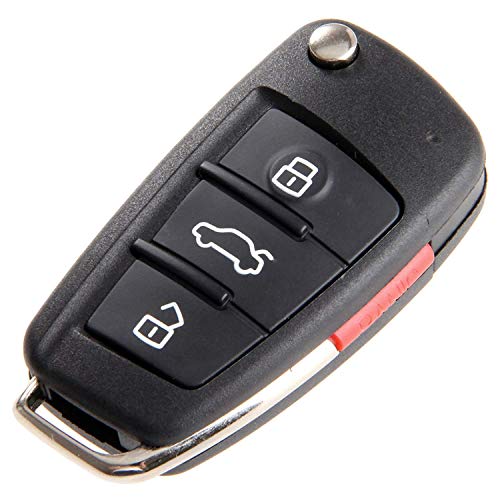 Keyless Entry Remote Key Fob A3 A4 A6 A8 TT Q7 S6, 4 Button Entry Remote Control Replacement for MYT8Z0837231, 4D0837231E, 4D0837231P (NO Chips)