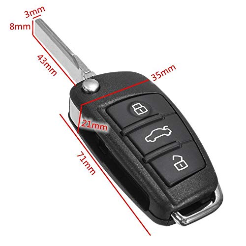Keyless Entry Remote Key Fob A3 A4 A6 A8 TT Q7 S6, 4 Button Entry Remote Control Replacement for MYT8Z0837231, 4D0837231E, 4D0837231P (NO Chips)
