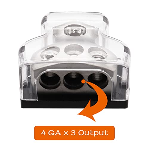 Seamaka 2PCS 3 Way Power Distribution Block,1x 0 Gauge in,3X 4 Gauge Out,Amp Distribution Connecting Block for Car Audio Splitter O-073-2PCS