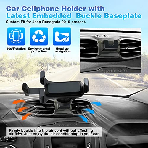 Sunsdrew Custom Fit for Phone Holder Jeep Renegade 2015-2023 Air Vent Cell Phone Holder Handsfree Thick Case Friendly Car Phone Mount for iPhone, Samsung, Moto, Nokia and Other Smartphones