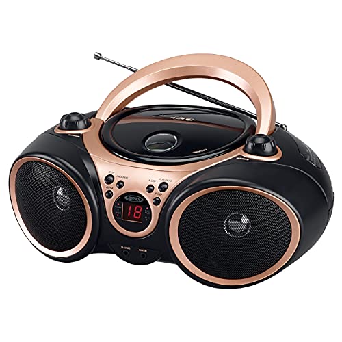 Jensen CD-490 Rose Gold Portable Boombox Sport Stereo CD Player with AM/FM Radio and Aux Line-in & Headphone Jack (Limited Edition Color)