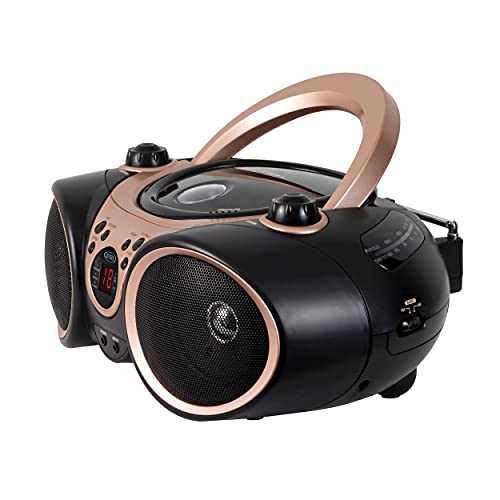 Jensen CD-490 Rose Gold Portable Boombox Sport Stereo CD Player with AM/FM Radio and Aux Line-in & Headphone Jack (Limited Edition Color)