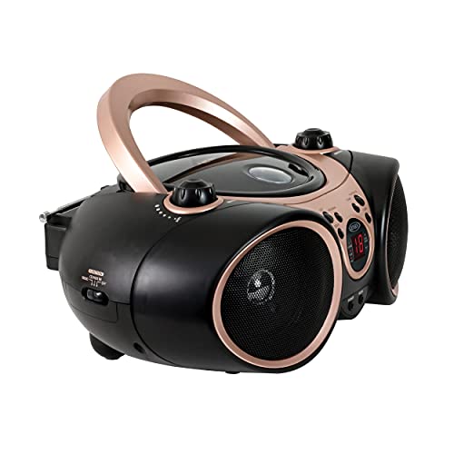 Jensen CD-490 Rose Gold Portable Boombox Sport Stereo CD Player with AM/FM Radio and Aux Line-in & Headphone Jack (Limited Edition Color)