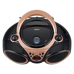 Jensen CD-490 Rose Gold Portable Boombox Sport Stereo CD Player with AM/FM Radio and Aux Line-in & Headphone Jack (Limited Edition Color)