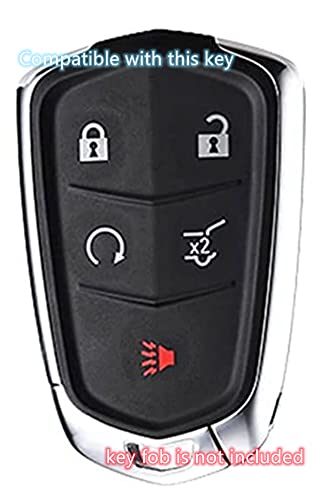 Silicone Key Fob Cover case Compatible with 2014-2019 Cadillac ATS CT6 CTS SRX XT5 XTS Escalade Escalade ESV .Part Number：‎HYQ2AB HYQ2EB（5 Buttons） (Black+Black)