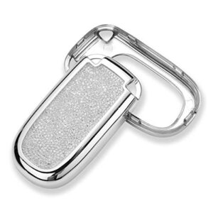 Royalfox 3D Bling Shiny Rhinstone Girly 3/4/5 Buttons Key fob case Cover Skin for Jeep Grand Cherokee Renegade,Fiat,Dodge Charger Challenger Dart Journey Durango,Chrysler 200 300 (Silver)