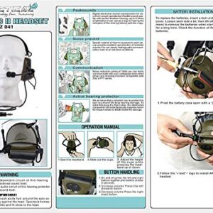 【Z-TAC Official Store】 ZTactical Comta II TacticalHeadset（Z041-FG）+ U94 zPTT Kenwoo Push-to-Talk（Z113KEN） Noise Reduction Headphones WalkieTalkie Dual zPTT for Military Radio