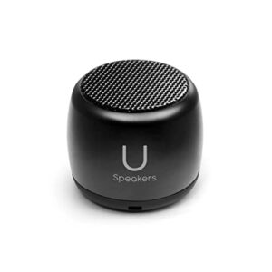 fashionit u micro speaker | coin-sized portable wireless bluetooth 5.0 with built-in mic & remote shutter | perfect little speaker for home, parties, activities! tiny device, rich sound | black