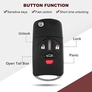 ANGLEWIDE Car Key Fob Keyless Entry Remote SHELL CASE Replacement for 08-12 for Mitsubishi Eclipse Galant Lancer (FCC 6370A477) 4 Buttons 2pad