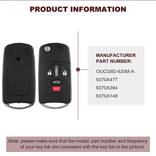 ANGLEWIDE Car Key Fob Keyless Entry Remote SHELL CASE Replacement for 08-12 for Mitsubishi Eclipse Galant Lancer (FCC 6370A477) 4 Buttons 2pad