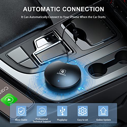 Auformer CarPlay Wireless Adapter, 2023 Newest Wireless CarPlay Adapter for iPhone, Apple CarPlay Wireless Dongle for All OEM Wired CarPlay Cars, 5.8GHz WiFi Plug & Play No Delay Online Update