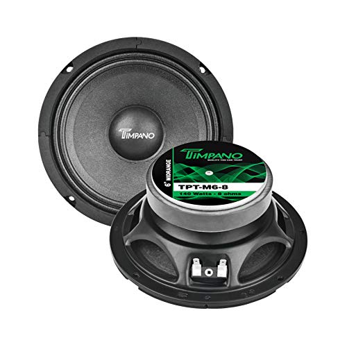 Timpano 6.5 Inch Midrange Speaker TPT-M6-8, 200 Watts Max Power, 70 Watts RMS, 8 Ohm Mid Range Loudspeaker, OEM Replacement Car Speaker (Pair)