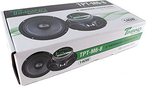 Timpano 6.5 Inch Midrange Speaker TPT-M6-8, 200 Watts Max Power, 70 Watts RMS, 8 Ohm Mid Range Loudspeaker, OEM Replacement Car Speaker (Pair)