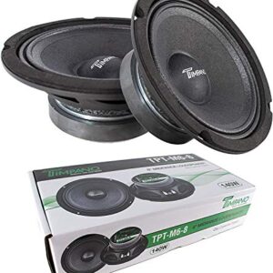 Timpano 6.5 Inch Midrange Speaker TPT-M6-8, 200 Watts Max Power, 70 Watts RMS, 8 Ohm Mid Range Loudspeaker, OEM Replacement Car Speaker (Pair)