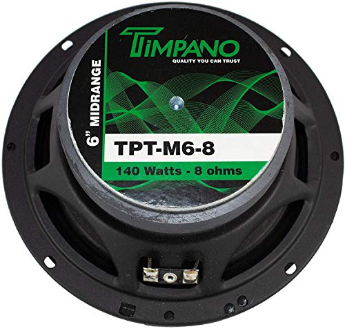 Timpano 6.5 Inch Midrange Speaker TPT-M6-8, 200 Watts Max Power, 70 Watts RMS, 8 Ohm Mid Range Loudspeaker, OEM Replacement Car Speaker (Pair)