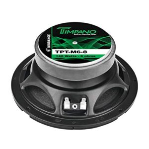 Timpano 6.5 Inch Midrange Speaker TPT-M6-8, 200 Watts Max Power, 70 Watts RMS, 8 Ohm Mid Range Loudspeaker, OEM Replacement Car Speaker (Pair)