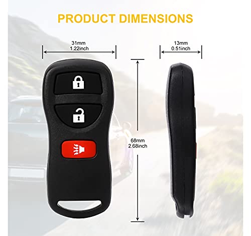 Pilida Keyless Entry Remote Control: Car Key Fob Compatible with Infiniti Nissan Armada Frontier Murano Pathfinder Quest Sentra Titan Versa Xterra| FX35 FX45 QX4 Replacement for KBRASTU15 (2 Pack)