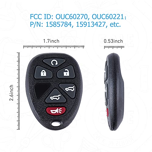 Car Keyless Entry Remote Key Fob Fits 2007-2014 Chevy Tahoe/Suburban/GMC Yukon, Cadillac Escalade ESV EXT(FCCID:OUC60270,OUC60221 20869057,15913427)