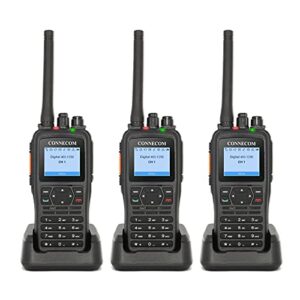 dmr digital & analog two way radios long range rechargeable – connecom heavy duty walkie talkies for adults rugged 2 way radios for warehouse factory docks commercial construction etc. gd900 3 pack