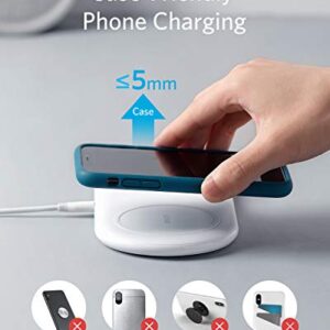 Anker Wireless Charging Station, 2 in 1 PowerWave+ Pad with Holder for Apple Watch 5/4/3/2, Wireless Charger for iPhone 13, 12, 12 Pro Max, 11, AirPods (Watch Charging Cable & AC Adapter Not Included)