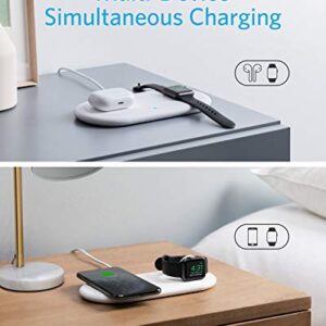 Anker Wireless Charging Station, 2 in 1 PowerWave+ Pad with Holder for Apple Watch 5/4/3/2, Wireless Charger for iPhone 13, 12, 12 Pro Max, 11, AirPods (Watch Charging Cable & AC Adapter Not Included)