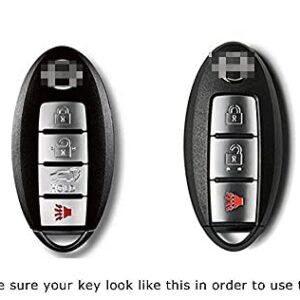 iJDMTOY (1) Exact Fit Gloss Metallic White Smart Key Fob Shell Compatible with Nissan Armada Rogue GT-R Murano Pathfinder Sentra Leaf Titan (4-Button only)