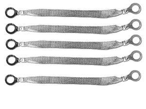 8″ x 1/2″ braided ground straps (1/2″ ring to 1/2″ ring)-5pcs | made in usa