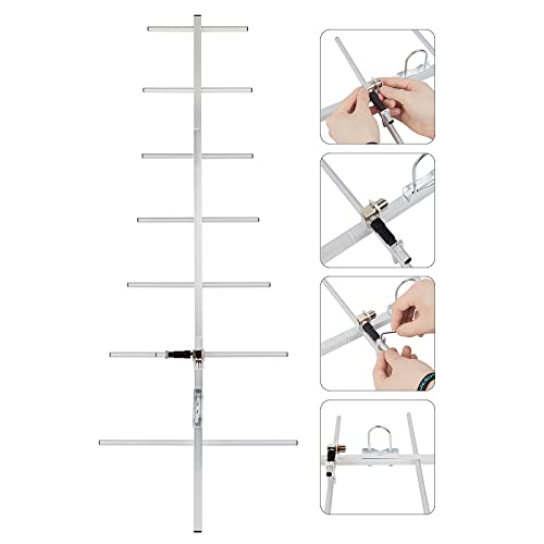 TWAYRDIO 7 Elements UHF Yagi Antenna,11dBi 70cm 400-470Mhz Outdoor Directional Yagi Base Antenna for GMRS Amateur Radio, Satellite Work